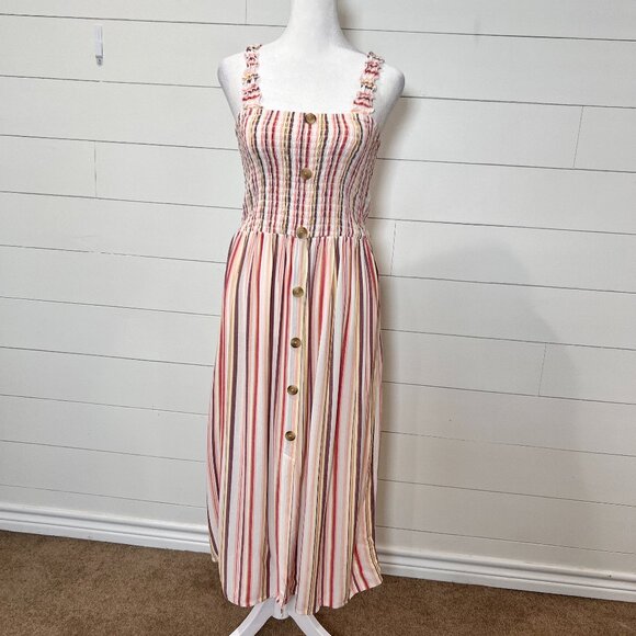 Arizona  Earth Toned Stripe Maxi Dress Size L - Picture 1 of 6